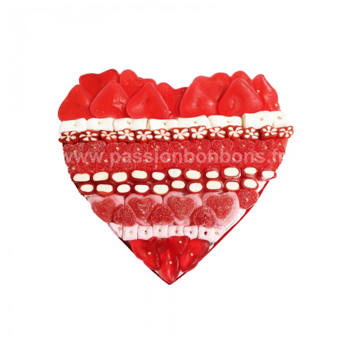 Coeur en bonbons rouge et blanc
