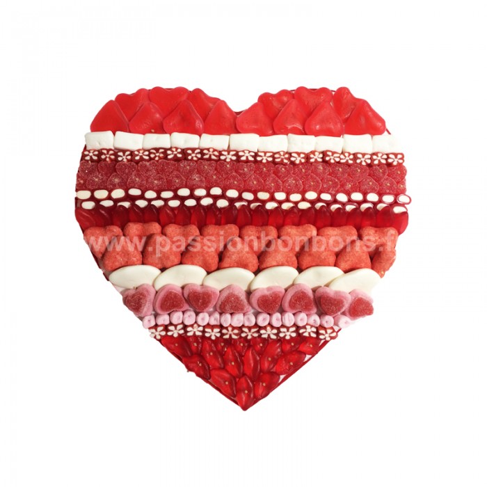 Coeur en bonbons rouge et blanc grand modèle